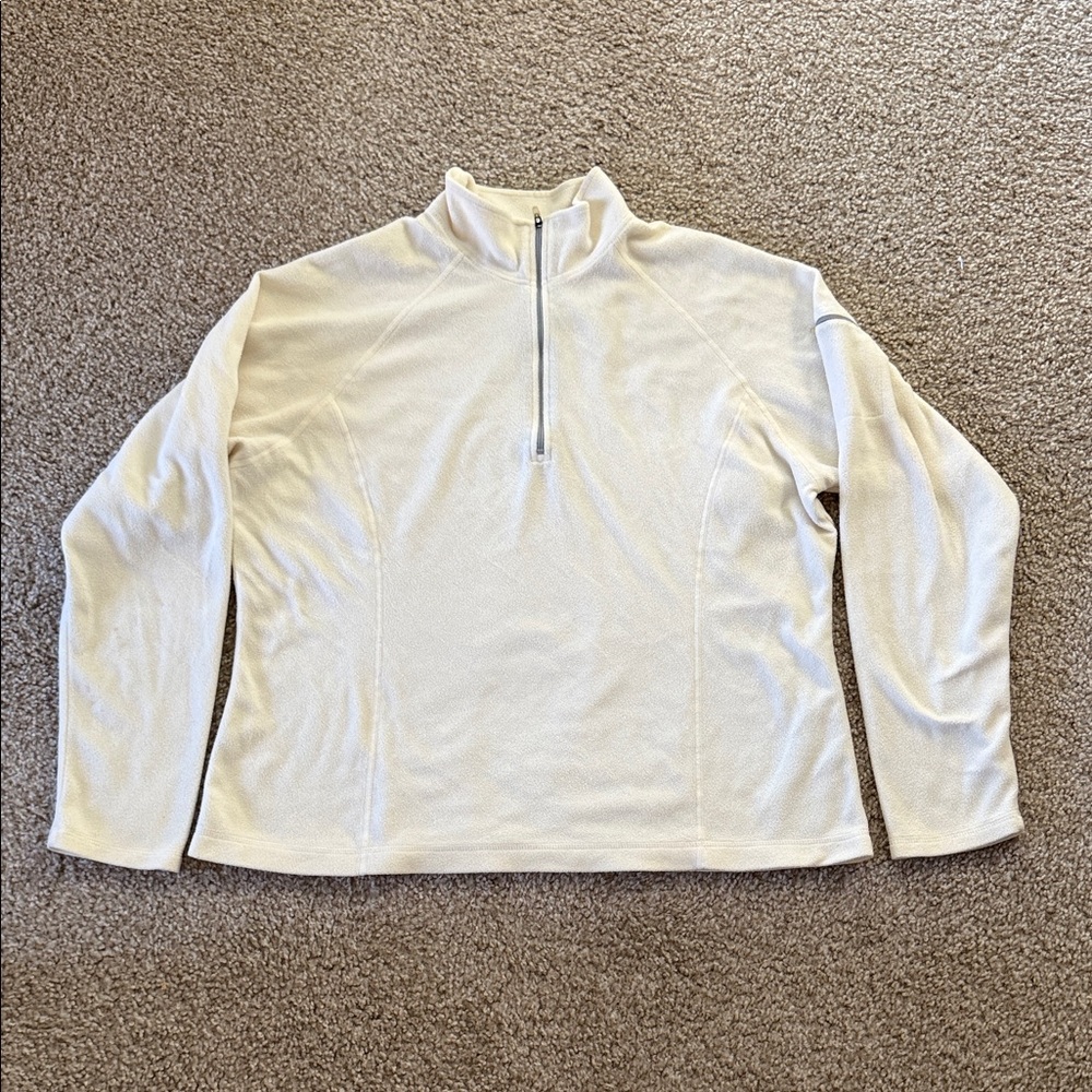Women's Cream Quarter-Zip Pull Over Fleece Layering Sweater